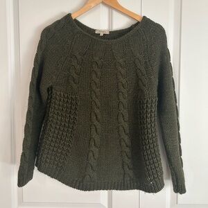 Elizabetta Italian cable knit sweater wool alpaca blend olive green sz S